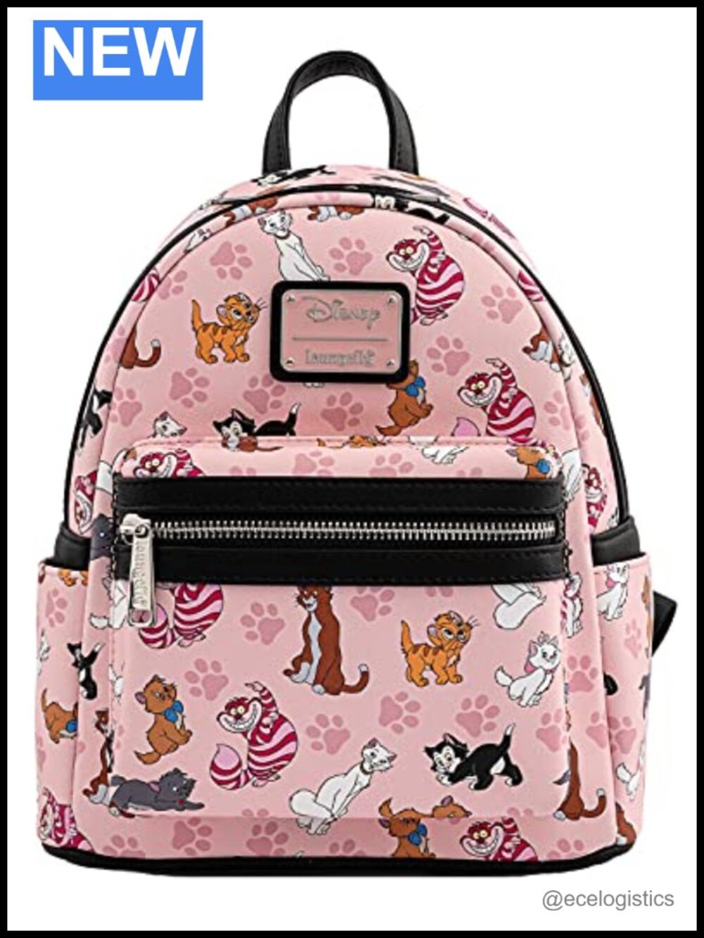 Loungefly Disney Cats Backpack Handbag Print Cheshire Aristocats Pink